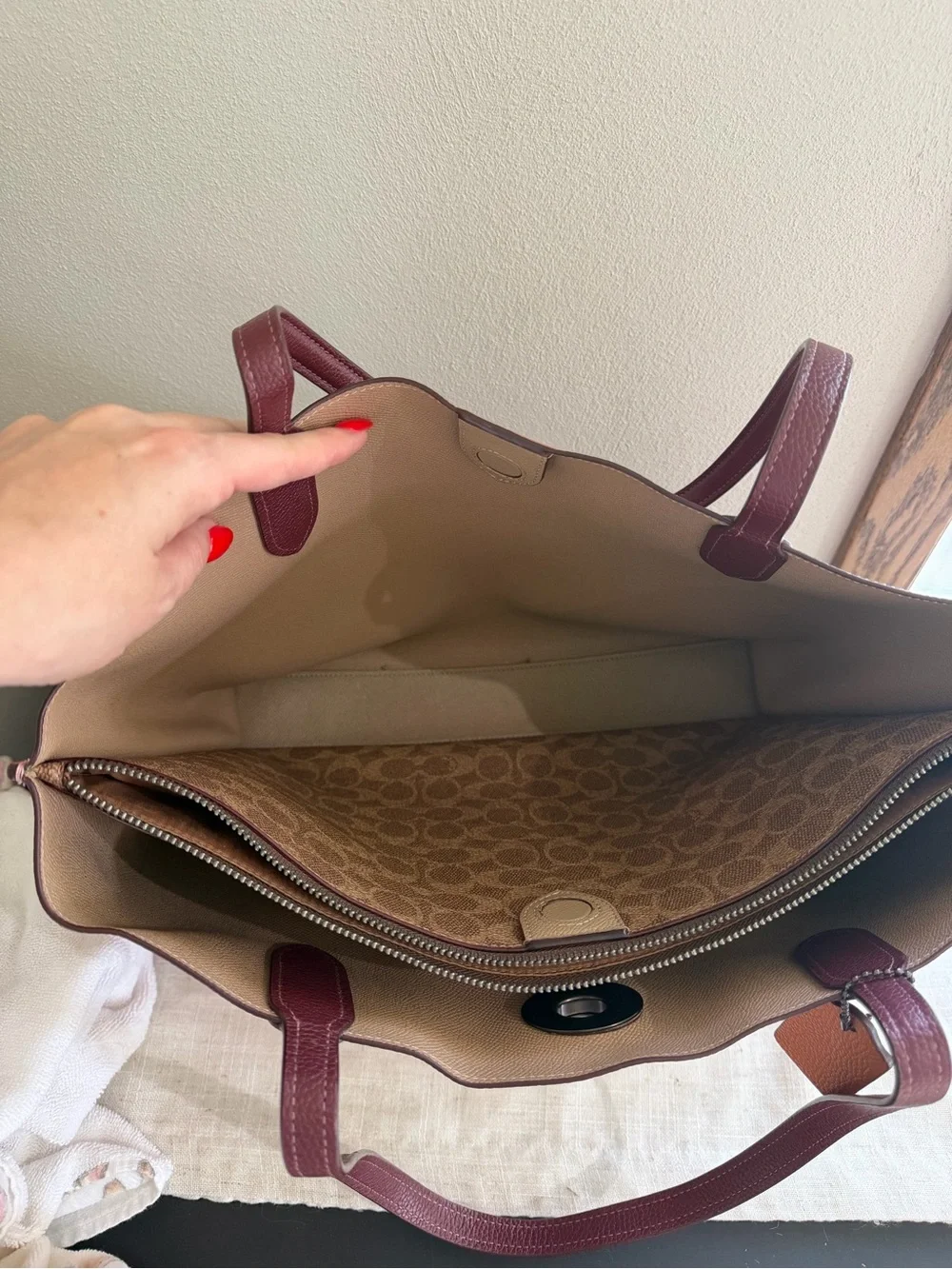 Coach Willow Tote With Pink Colorblock Coated Canvas Leather